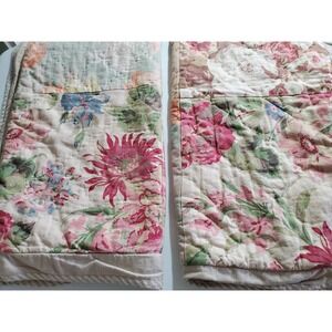 Pottery Barn Quilted Pillow Cover Sham Floral Patchwork Linen Blend 26x26